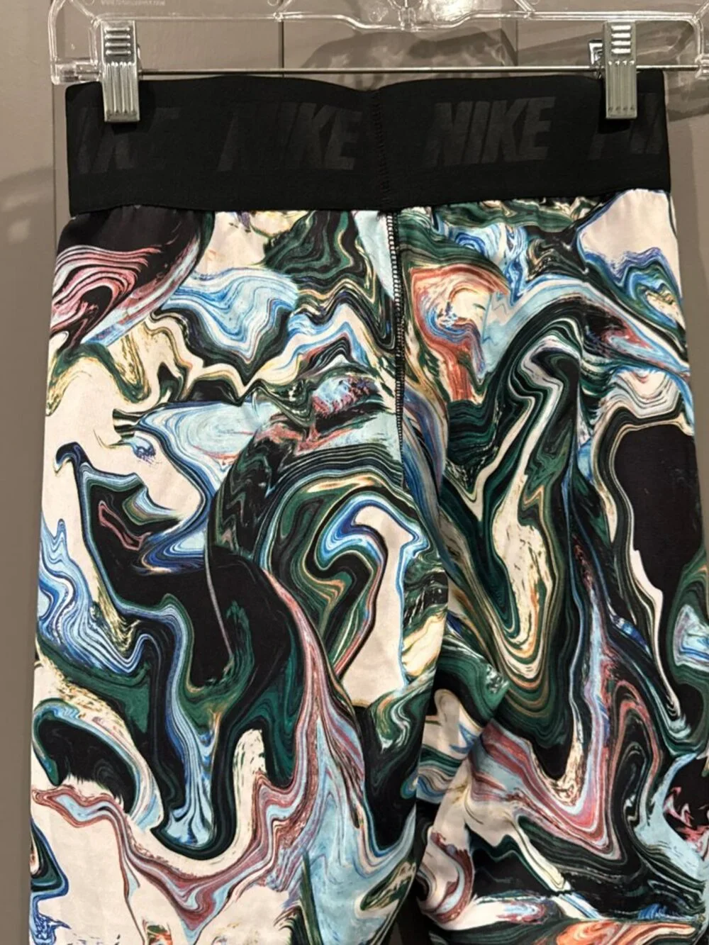 Nike Marble Swirl Leggings Womens Small Multicolor Black Logo Waistband AH6499